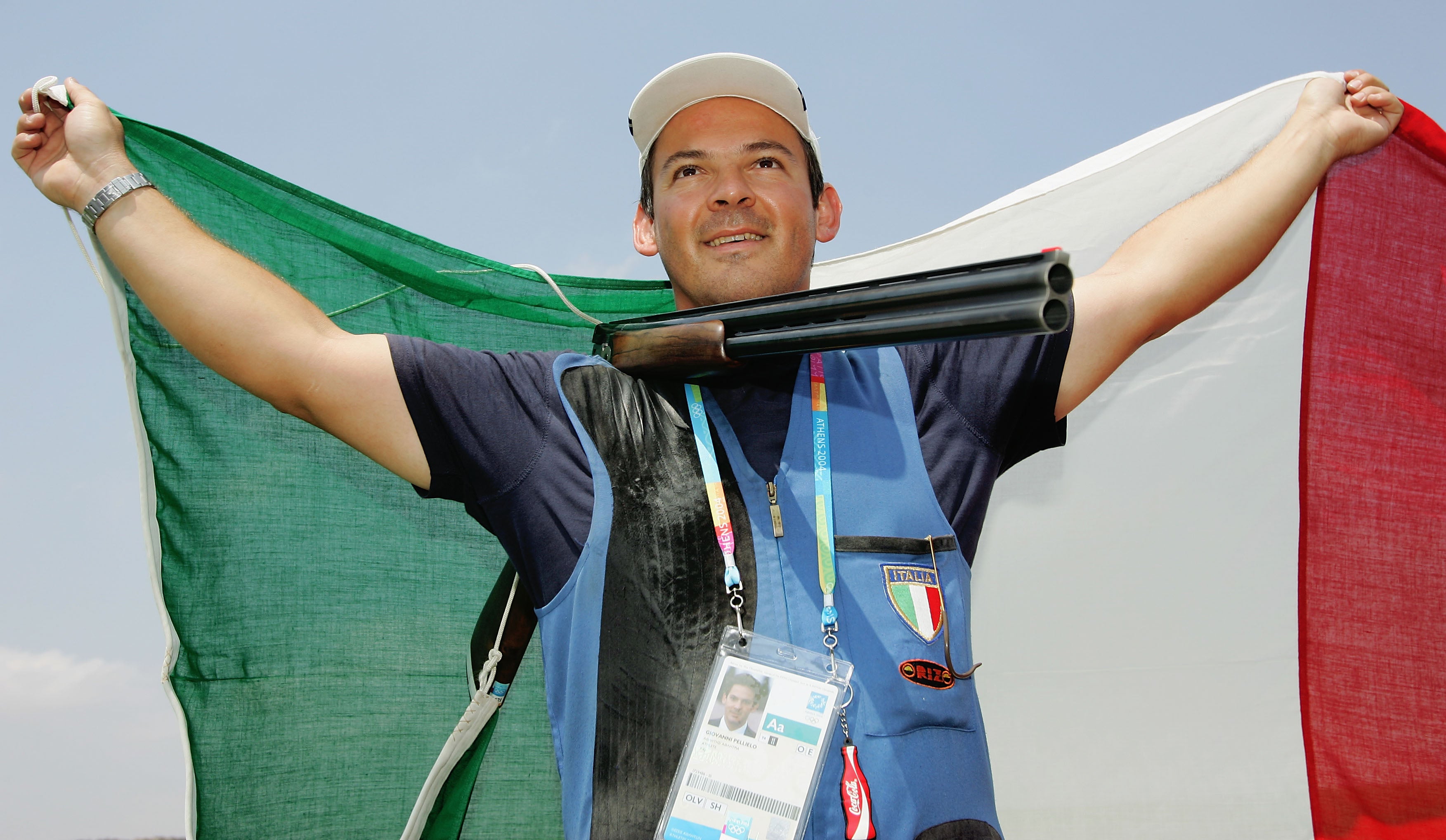 Pellielo celebrates after winning a silver medal at the Athens 2004 Summer Olympic Games