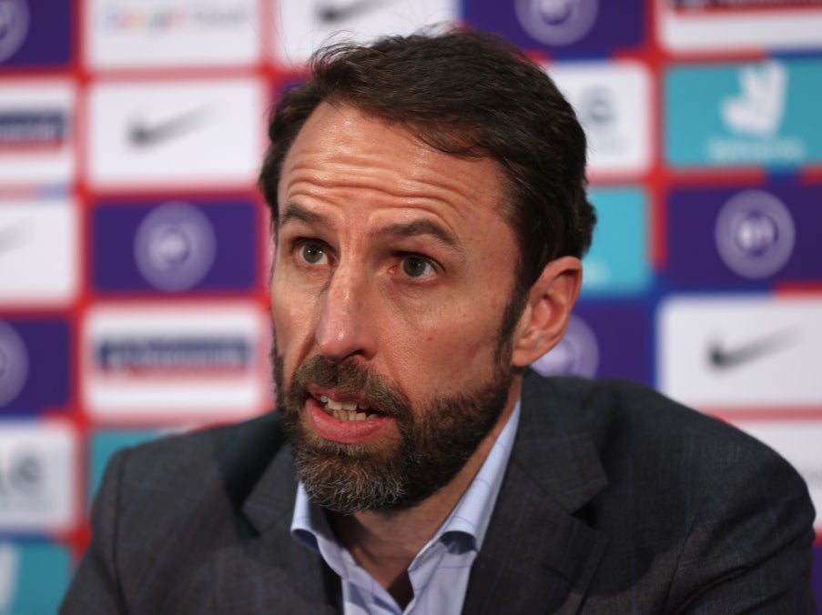 Gareth Southgate speaks at an England press conference
