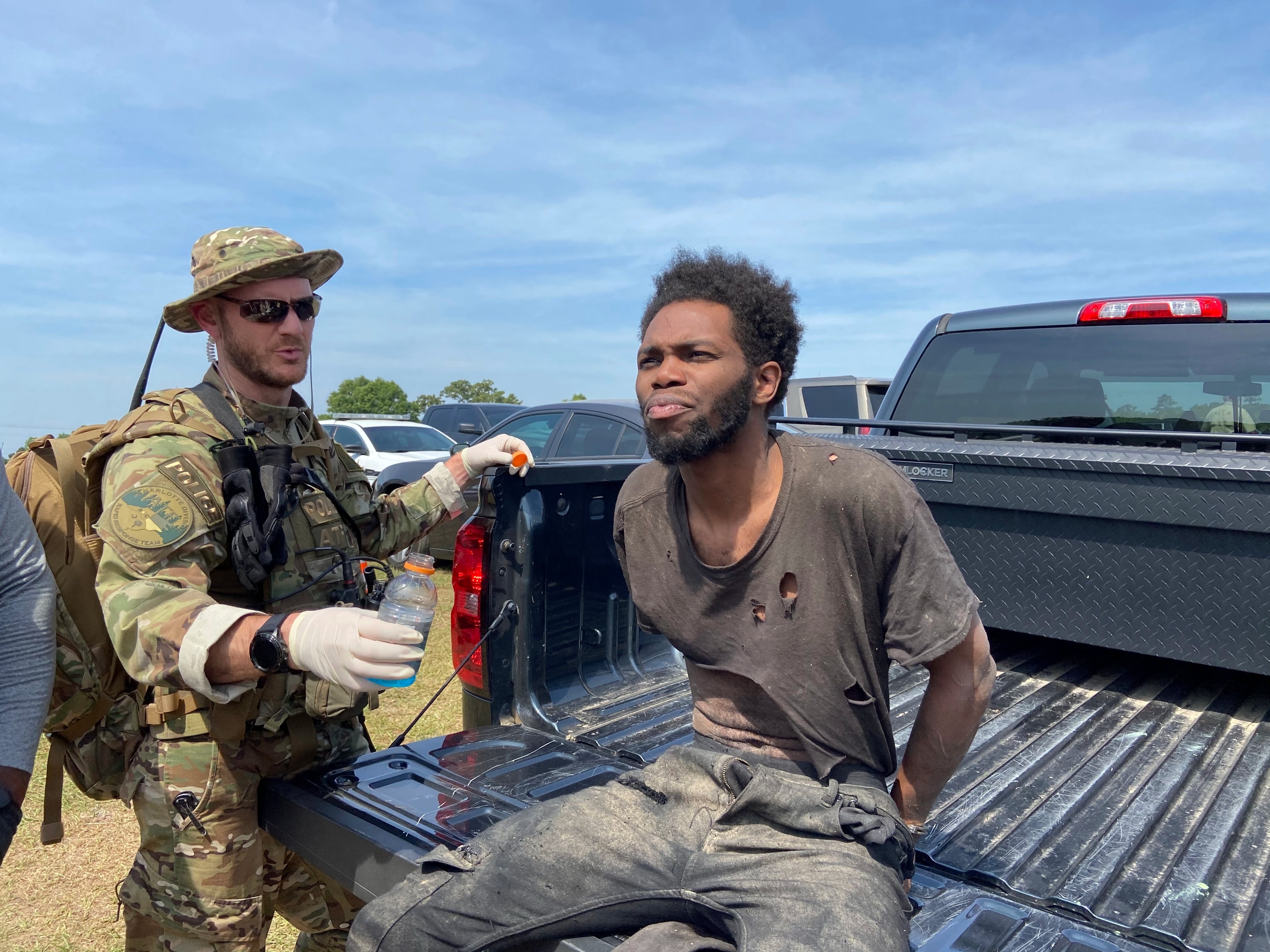 Tyler Terry is offered water during his arrest in South Carolina on Monday, May 24, 2021.