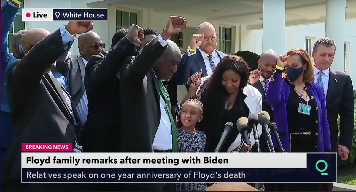 George Floyd: Daughter Gianna leads ‘say his name’ chant outside White House after family meets with Biden