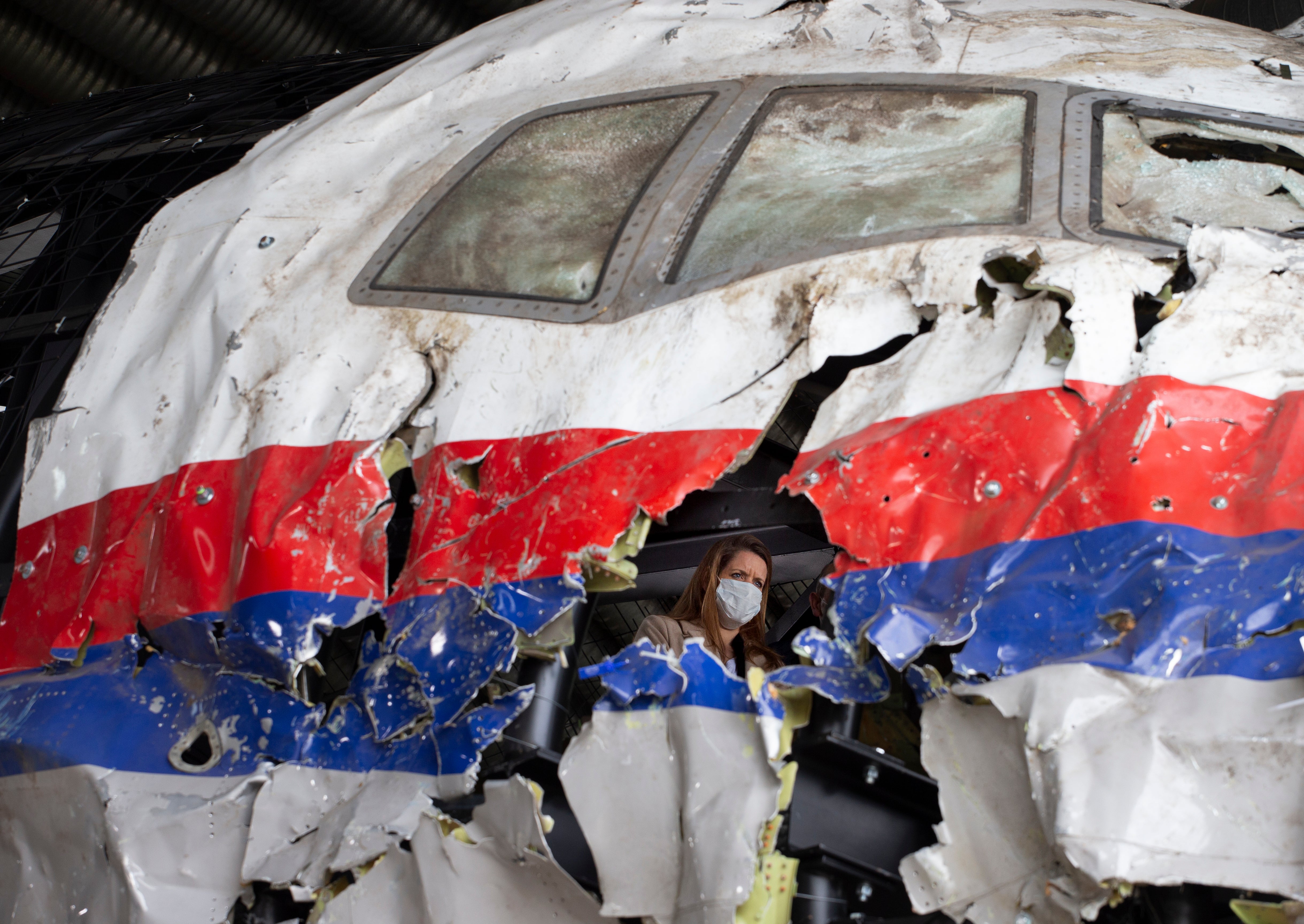 The reconstructed wreckage of MH17