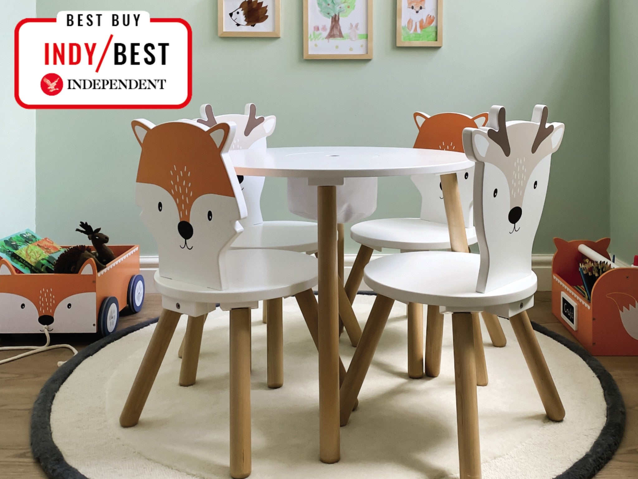 Kids Study Desk And Stool Set Children's Play Room Furniture MDF In 4 Colours 