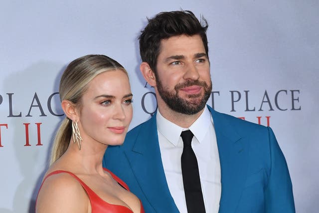 <p>US/British actress Emily Blunt (L) and husband US actor John Krasinski attend Paramount Pictures' "A Quiet Place Part II" world premiere at Rose Theater, Jazz at Lincoln Center on 8 March, 2020 in New York City</p>