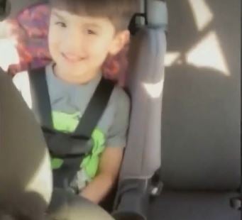 Aiden Leos in the backseat of his mother’s car. The 6-year-old was shot and killed in a road rage incident in Orange County, California.