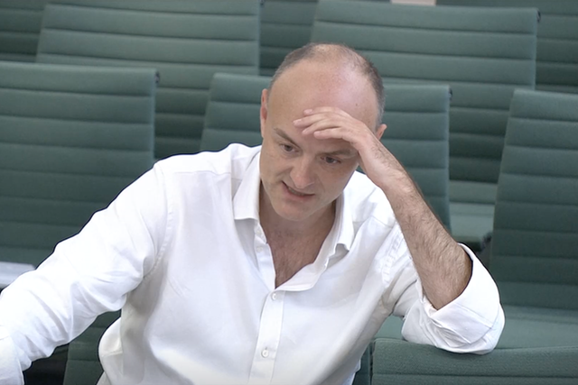 <p>Dominic Cummings in front of the select committee on 26 May</p>