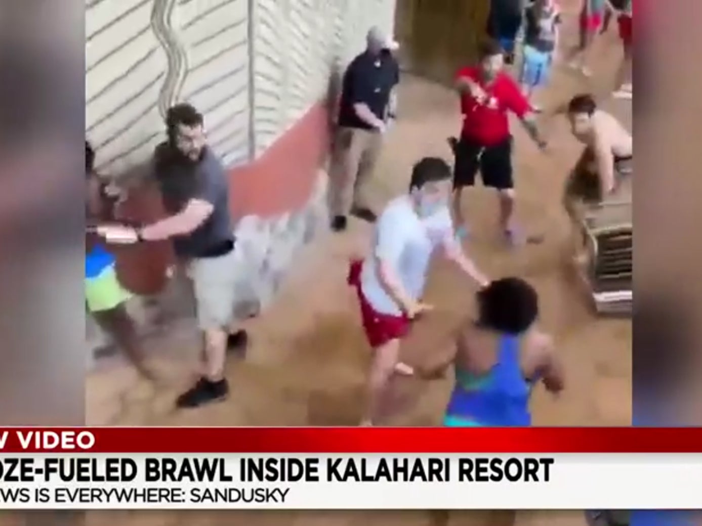 Image of a fight breaking out at Kalahari Water Park