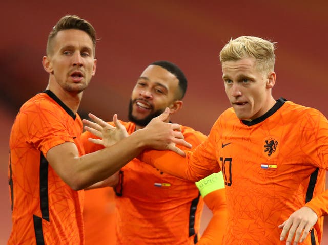 <p>Luuk de Jong, Memphis Depay and Donny van de Beek were named in the Netherlands' squad</p>