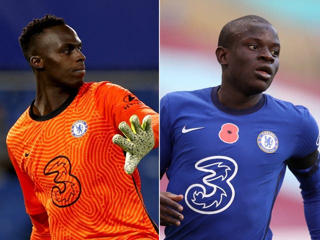 Chelsea keeper Edouard Mendy (left) and midfield N'Golo Kante have trained with teir team-mates ahead of Saturday's Champions League final
