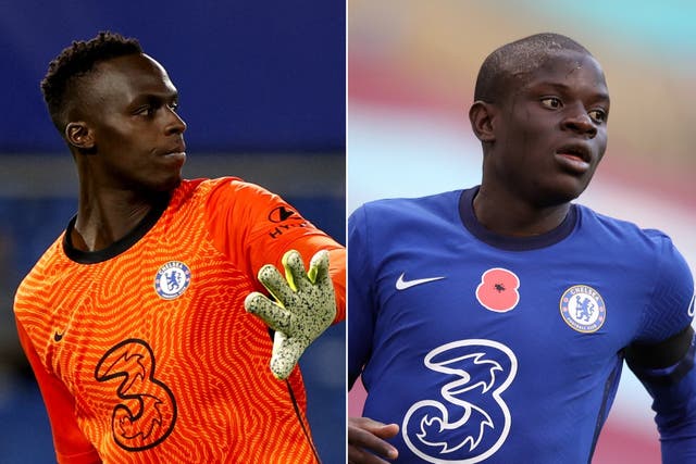 Chelsea keeper Edouard Mendy (left) and midfield N'Golo Kante have trained with teir team-mates ahead of Saturday's Champions League final