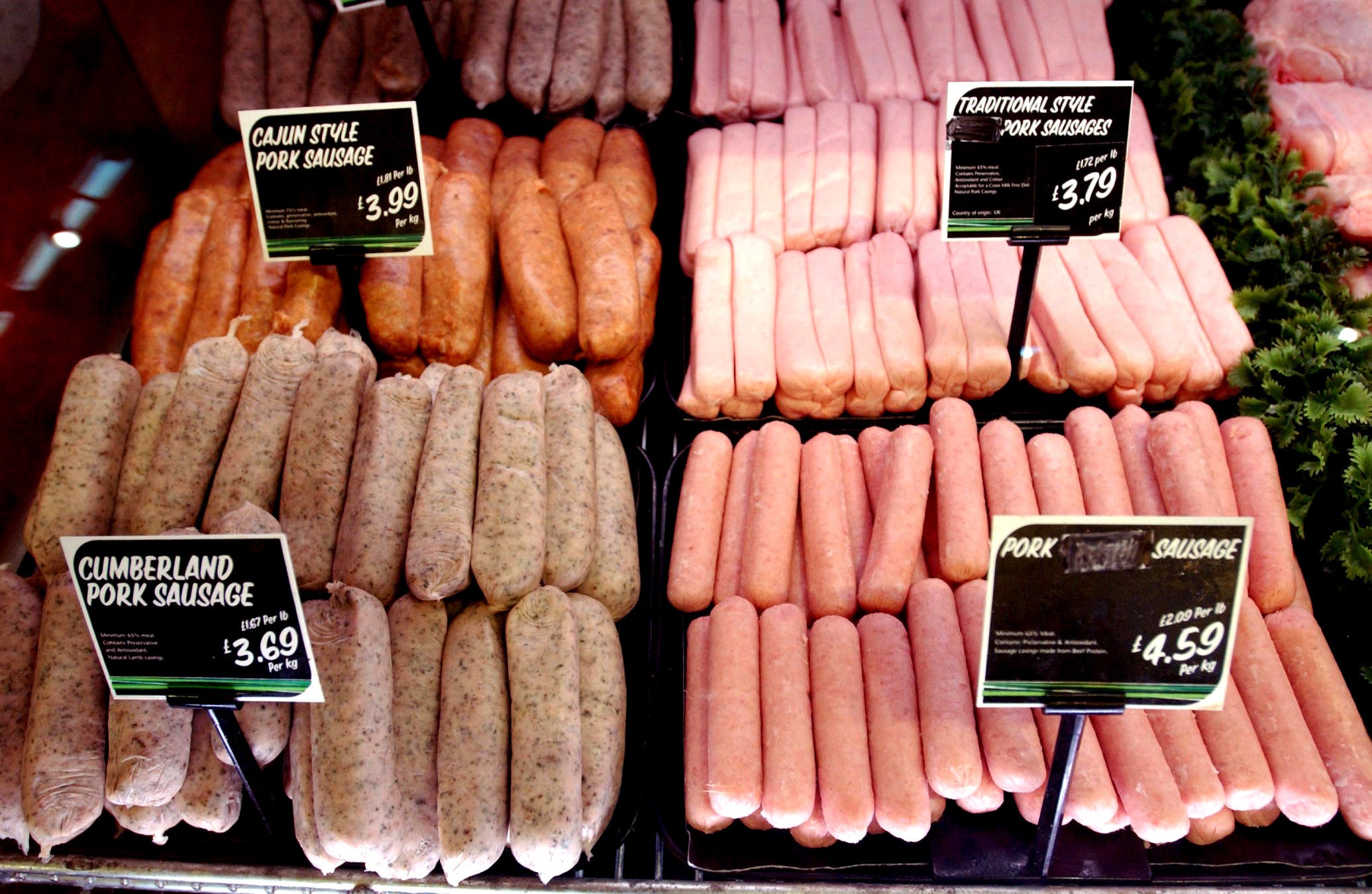 Sausages in a supermarket