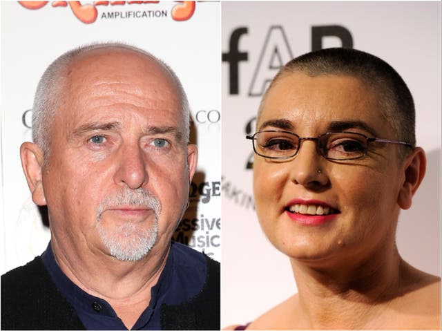 <p>Peter Gabriel (left) and Sinead O’Connor (right)</p>