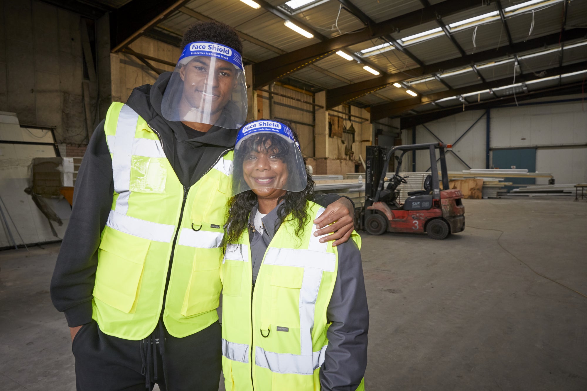 England football Marcus Rashford visiting FareShare Greater Manchester with his mother