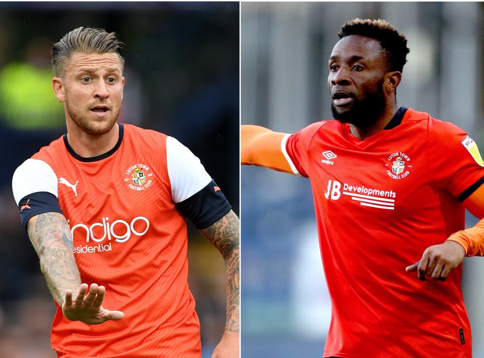<p>George Moncur (left) and Kazenga LuaLua have not been offered new deals by Luton</p>