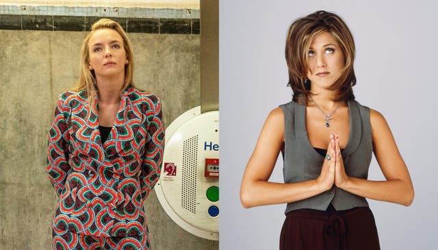Composite of Villanelle from Killing Eve and Rachel Green from Friends