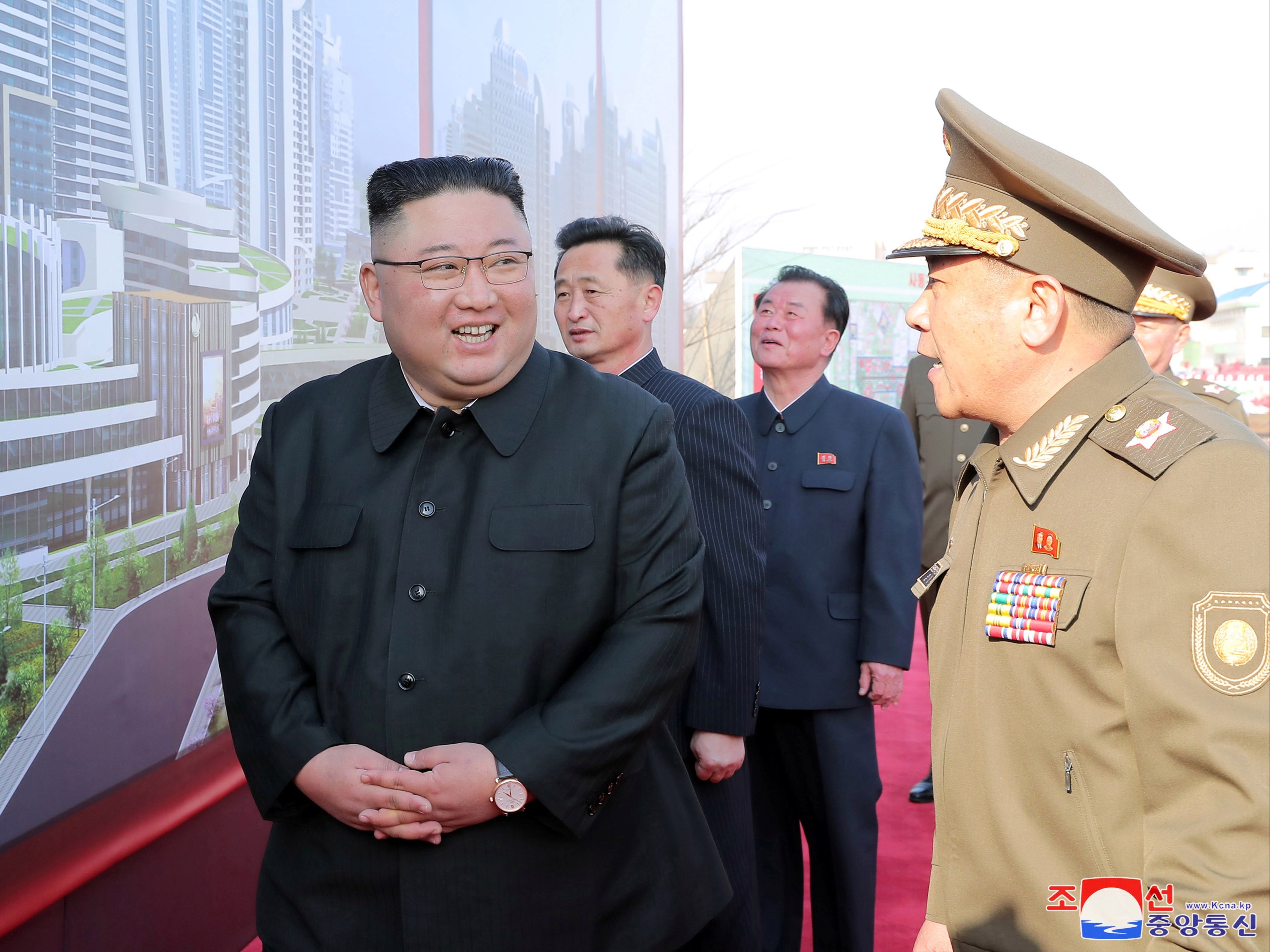 North Korea’s leader, Kim Jong-un, attends a ceremony to inaugurate the start of a building project in Pyongyang