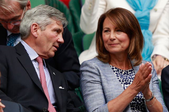 <p>Michael and Carole Middleton at the Wimbledon Lawn Tennis Championships in 2016</p>