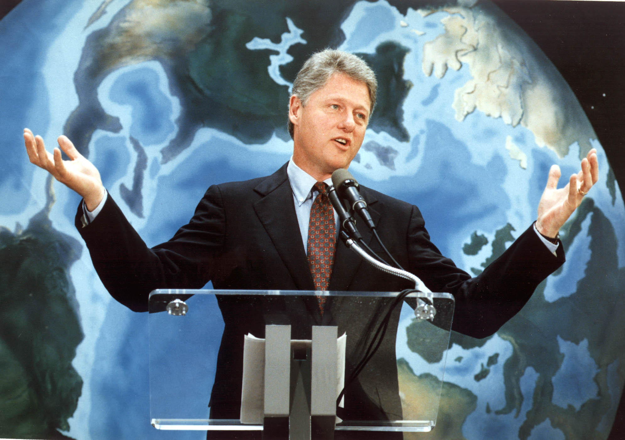 Bill Clinton speaks during the 1992 Earth Summit in Rio, where all nations agreed to stabilise concentrations of greenhouse gases