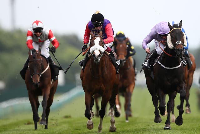 King’s Lynn (centre) wins the Achilles Stakes at Haydock