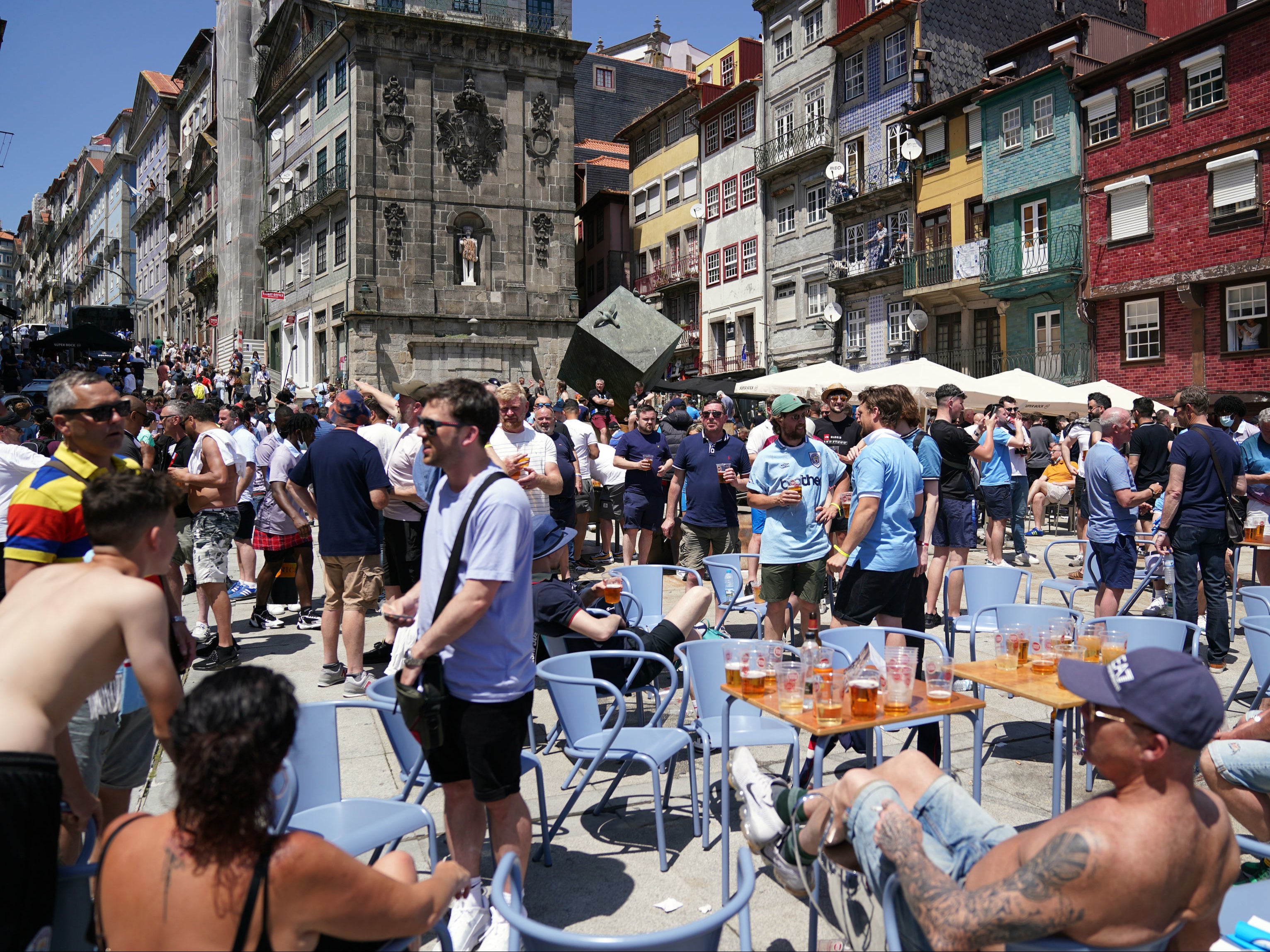 Manchester City fans gather in Porto’s city centre