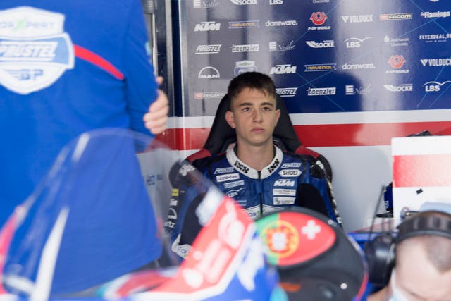 <p>Jason Dupasquier of Swiss and Carxpert PrustelGP looks on during the MotoGP of Italy</p>