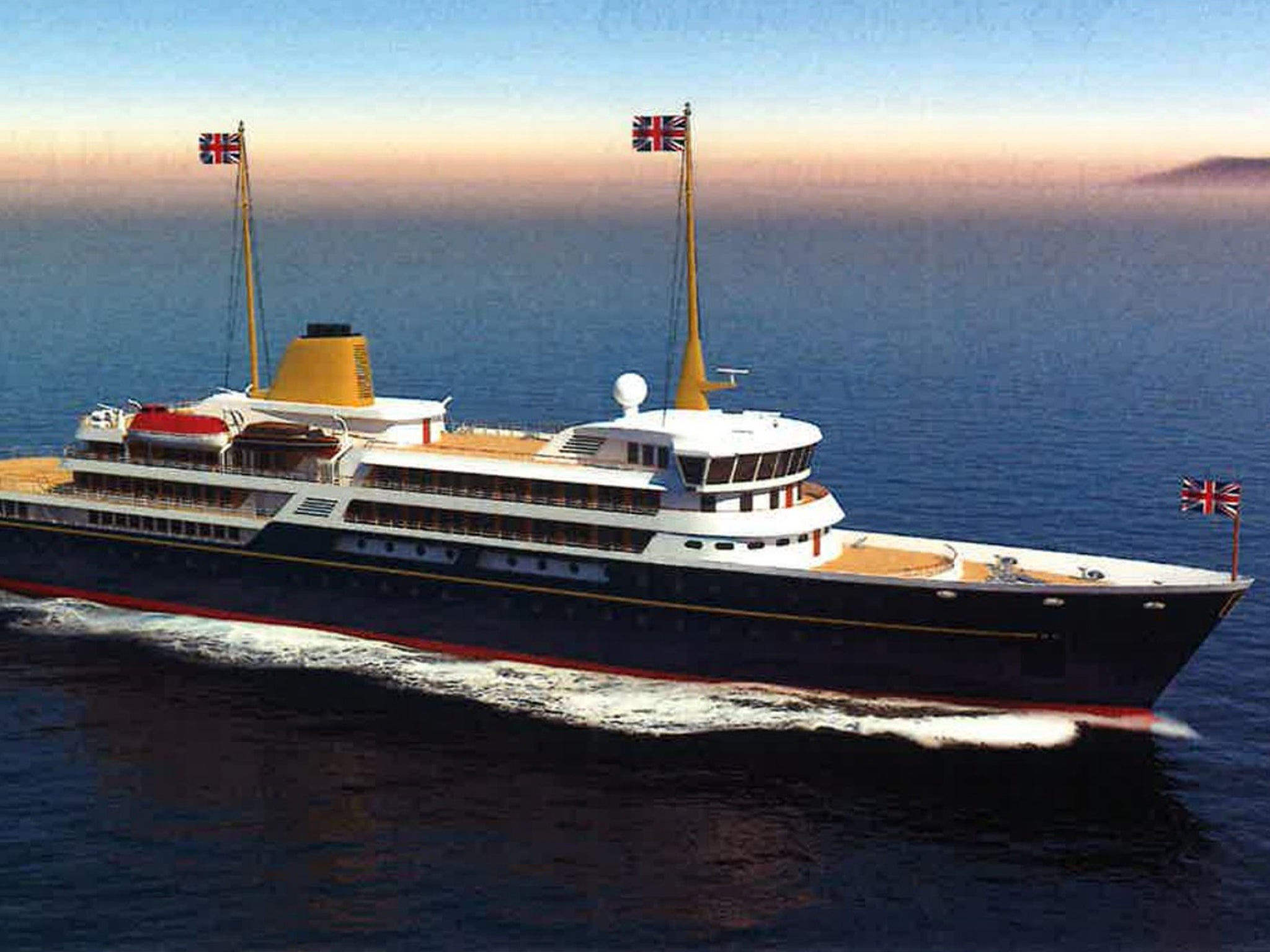 An image issued by 10 Downing Street showing an artist's impression of a new national flagship, the successor to the Royal Yacht Britannia