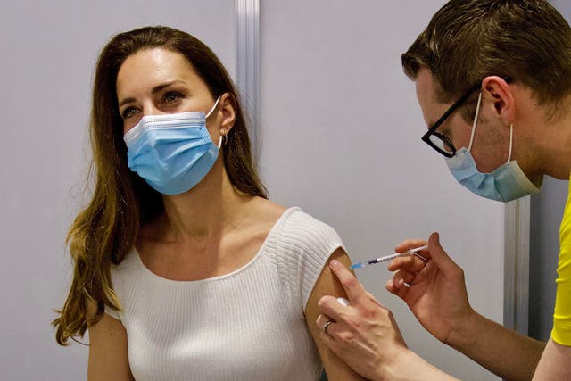 <p>Kate, Duchess of Cambridge, receives a coronavirus vaccine</p>
