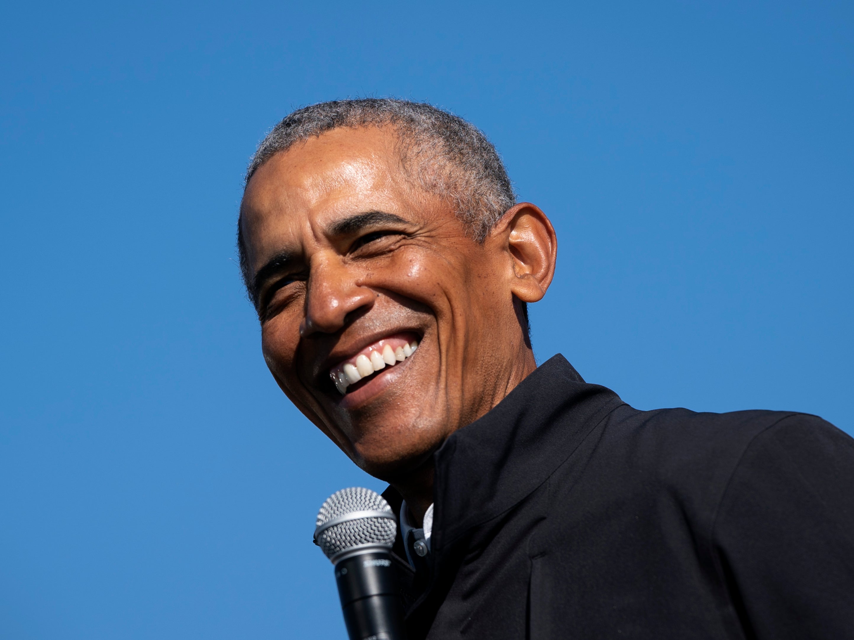President Barack Obama speaks during a drive-in campaign rally