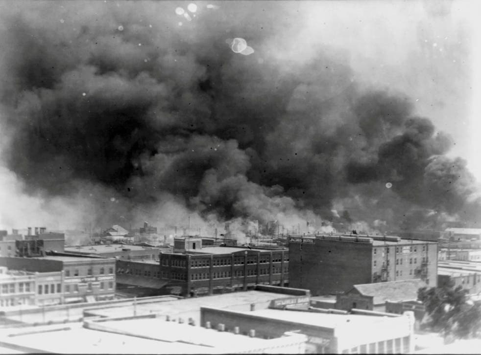 <p>A white mob killed as many as 300 people and bombed a thriving Black community in Tulsa, Oklahoma in 1921.</p>