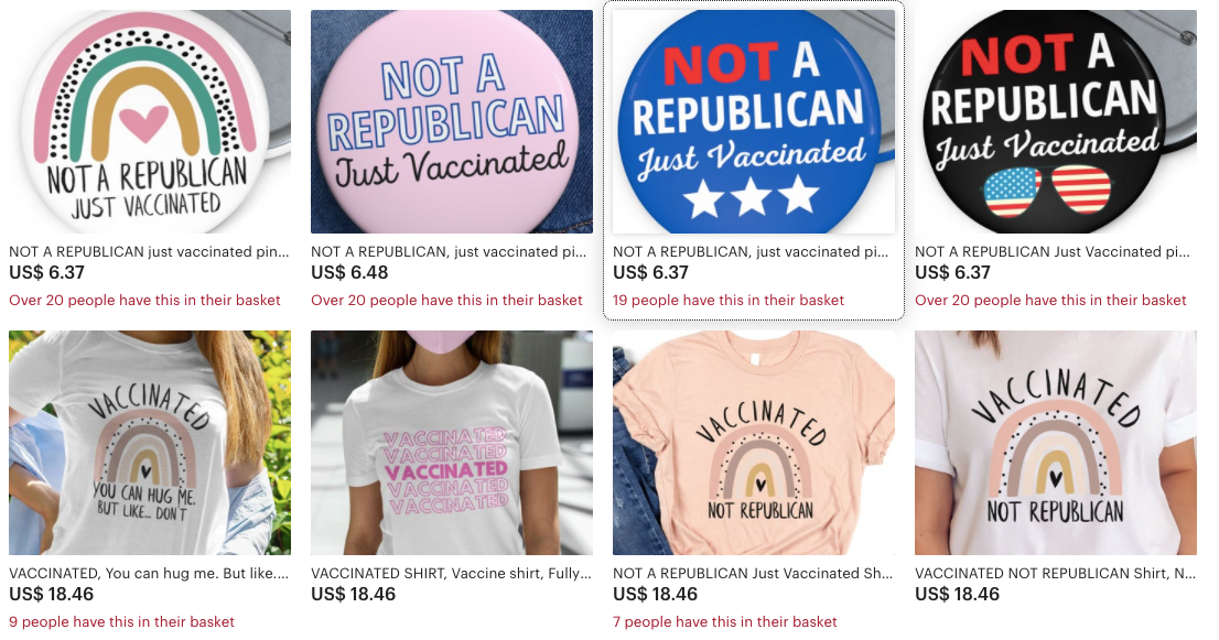 As mask mandates are lifting across the United States, several businesses on Etsy are making quick money selling vaccine-related merchandise