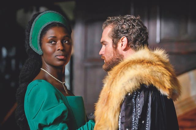 <p>EastEnders with furs: Jodie Turner-Smith as Anne and Mark Stanley as Henry in ‘Anne Boleyn'</p>