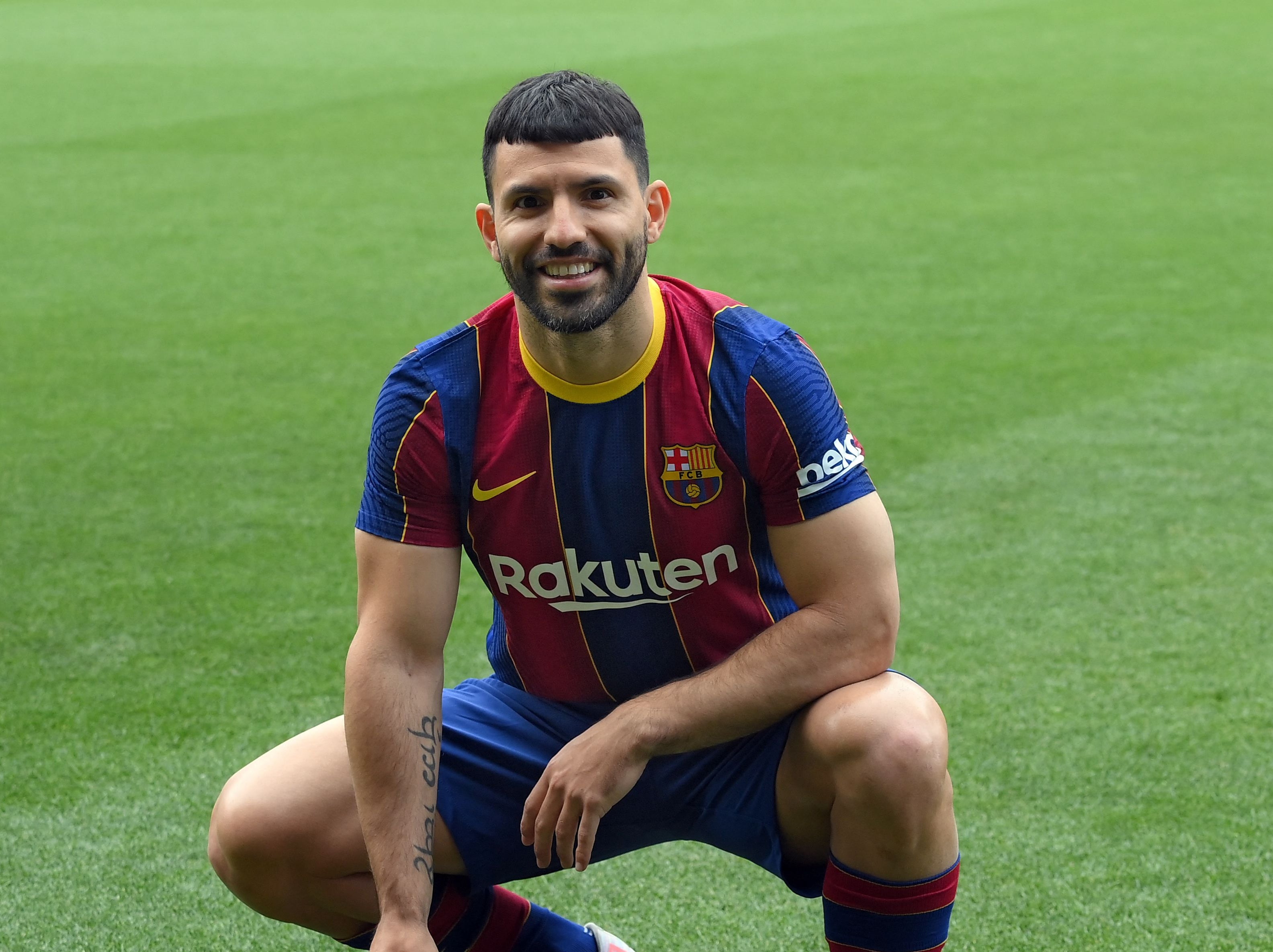 Sergio Aguero is unveiled as a Barcelona player