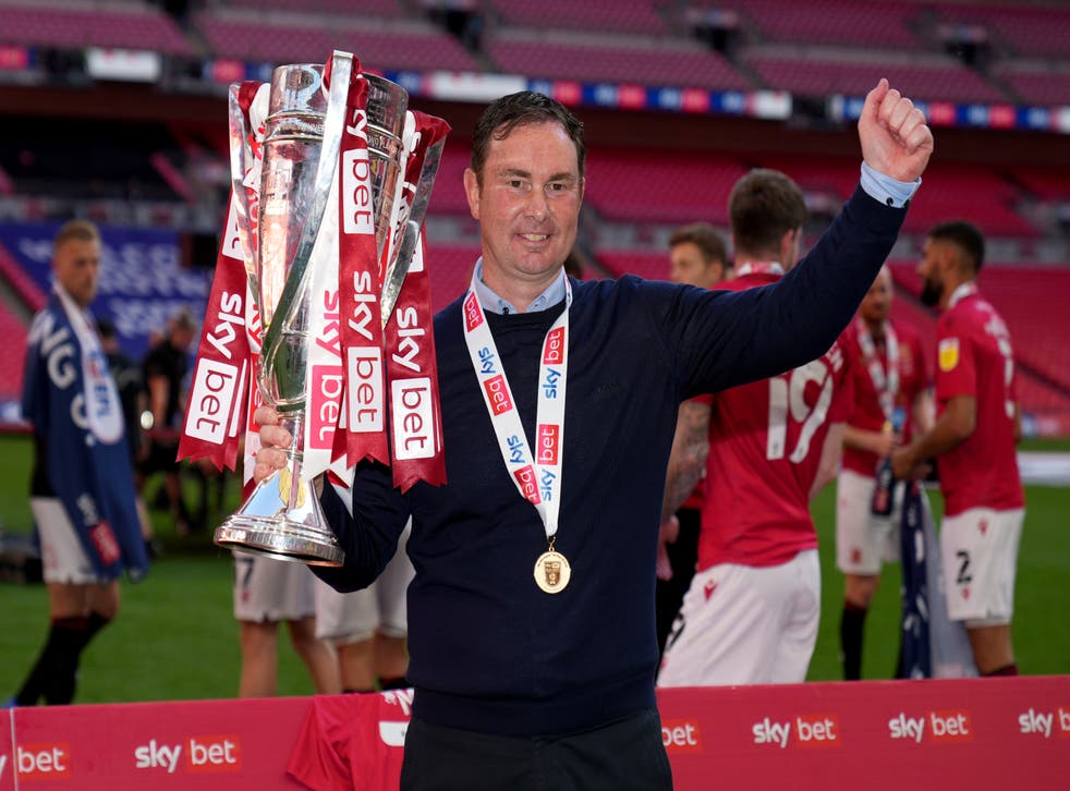 <p>Morecambe manager Derek Adams refused to commit his future to the club after they reached the third tier of English Football for the first time in their history</p>