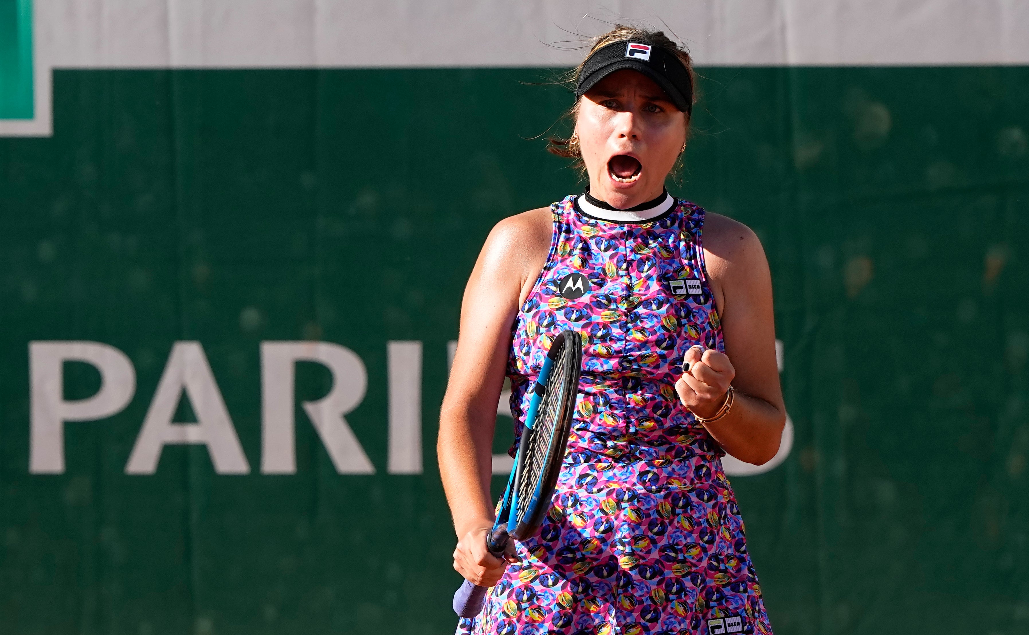 Sofia Kenin celebrates victory over Jelena Ostapenko