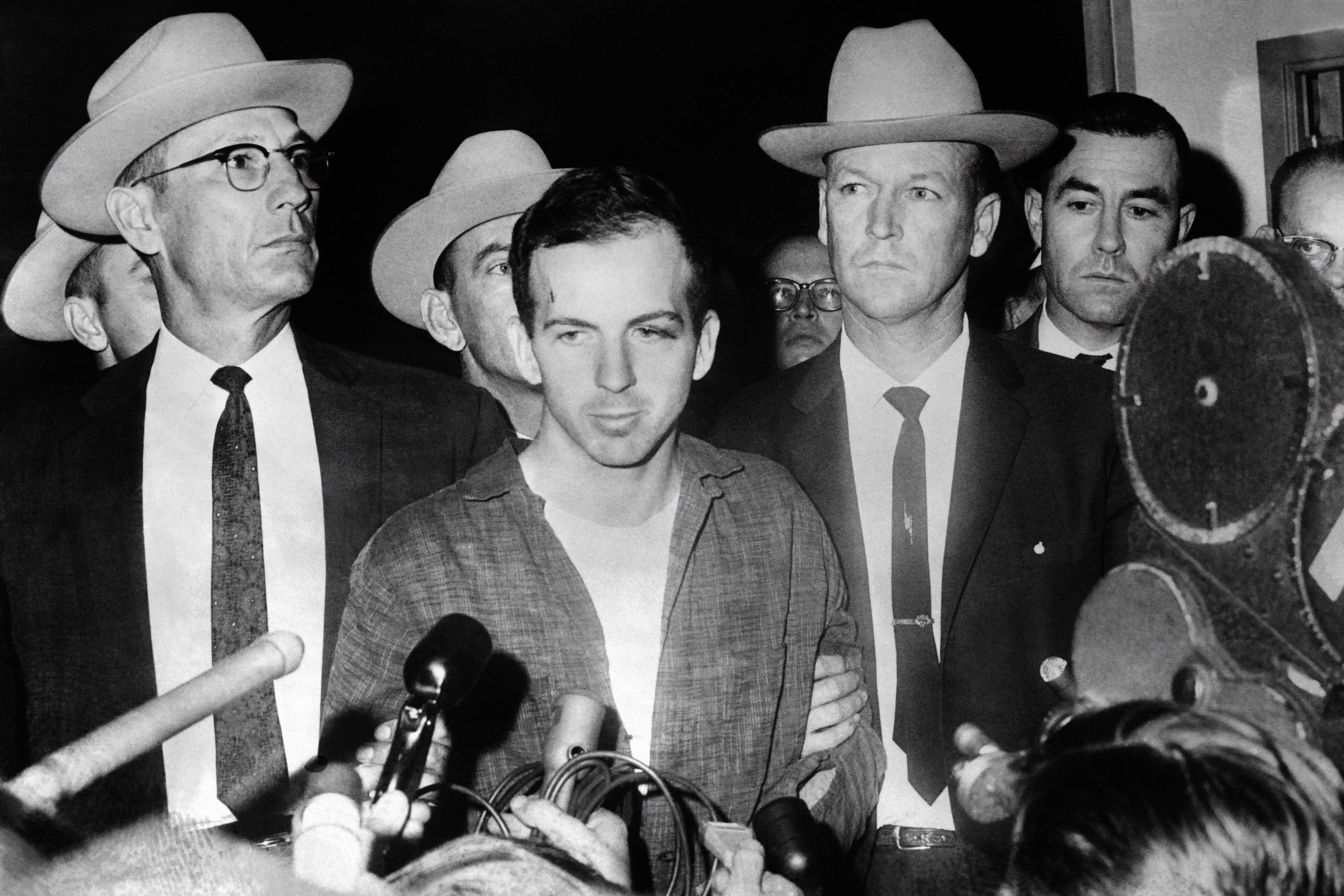 Picture dated 22 November 1963 of US President John F Kennedy’s murderer Lee Harvey Oswald during a press conference after his arrest