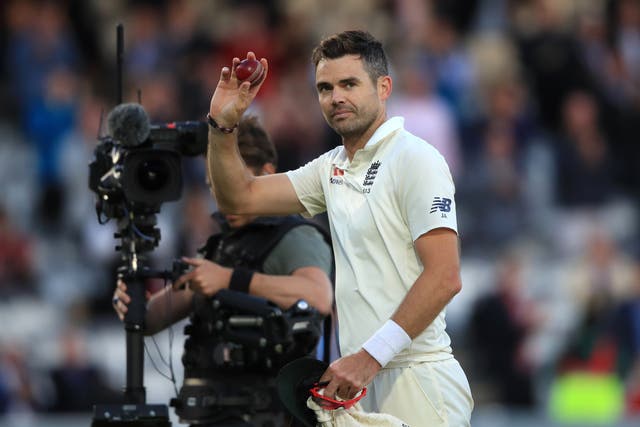 James Anderson celebrates a five-wicket haul against India at Lord’s in 2018
