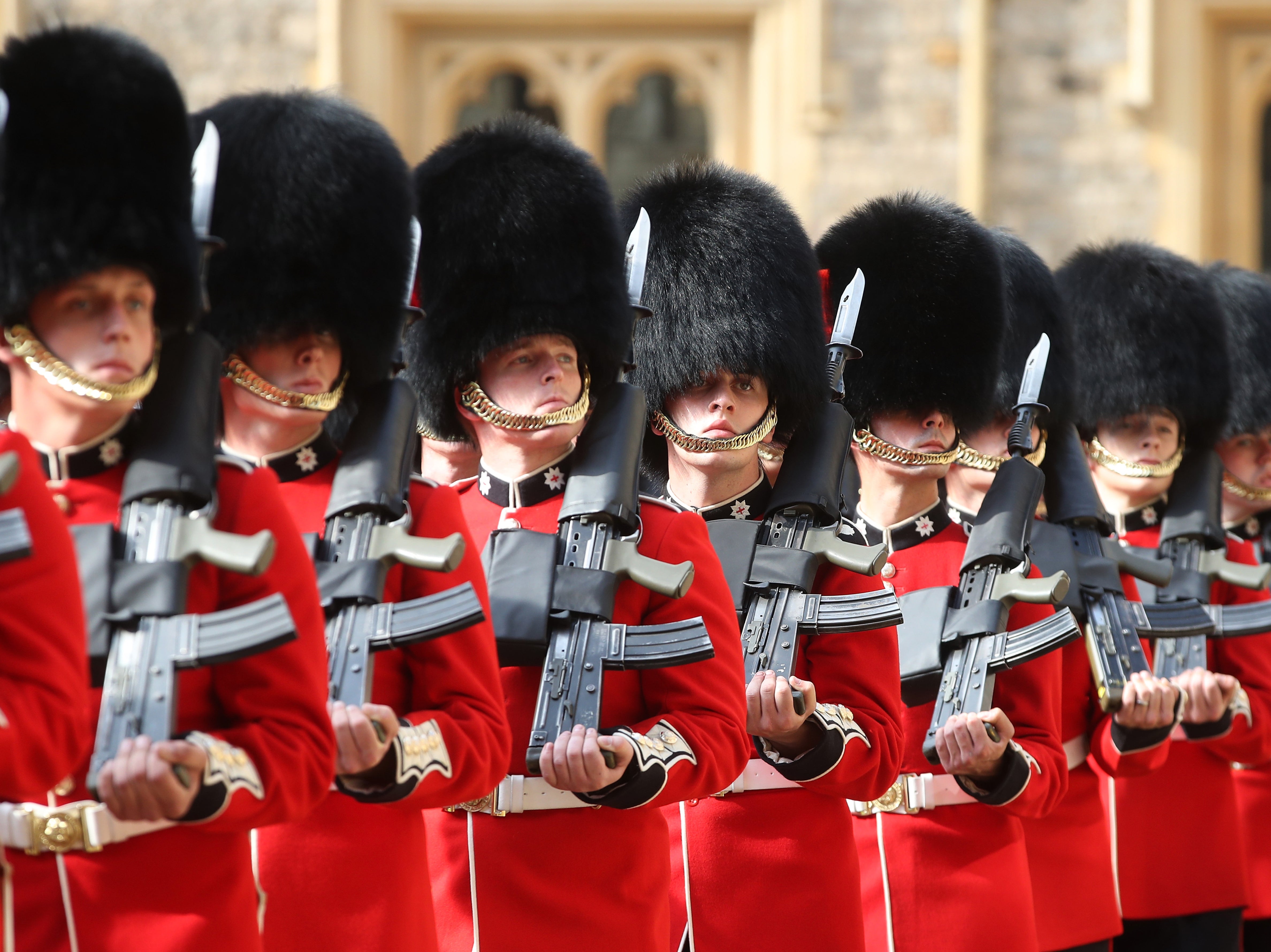 Soldiers from the Coldstream Guards at ceremonial display at Windsor Castle
