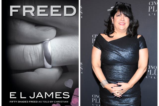 <p>The cover of Freed and author EL James</p>