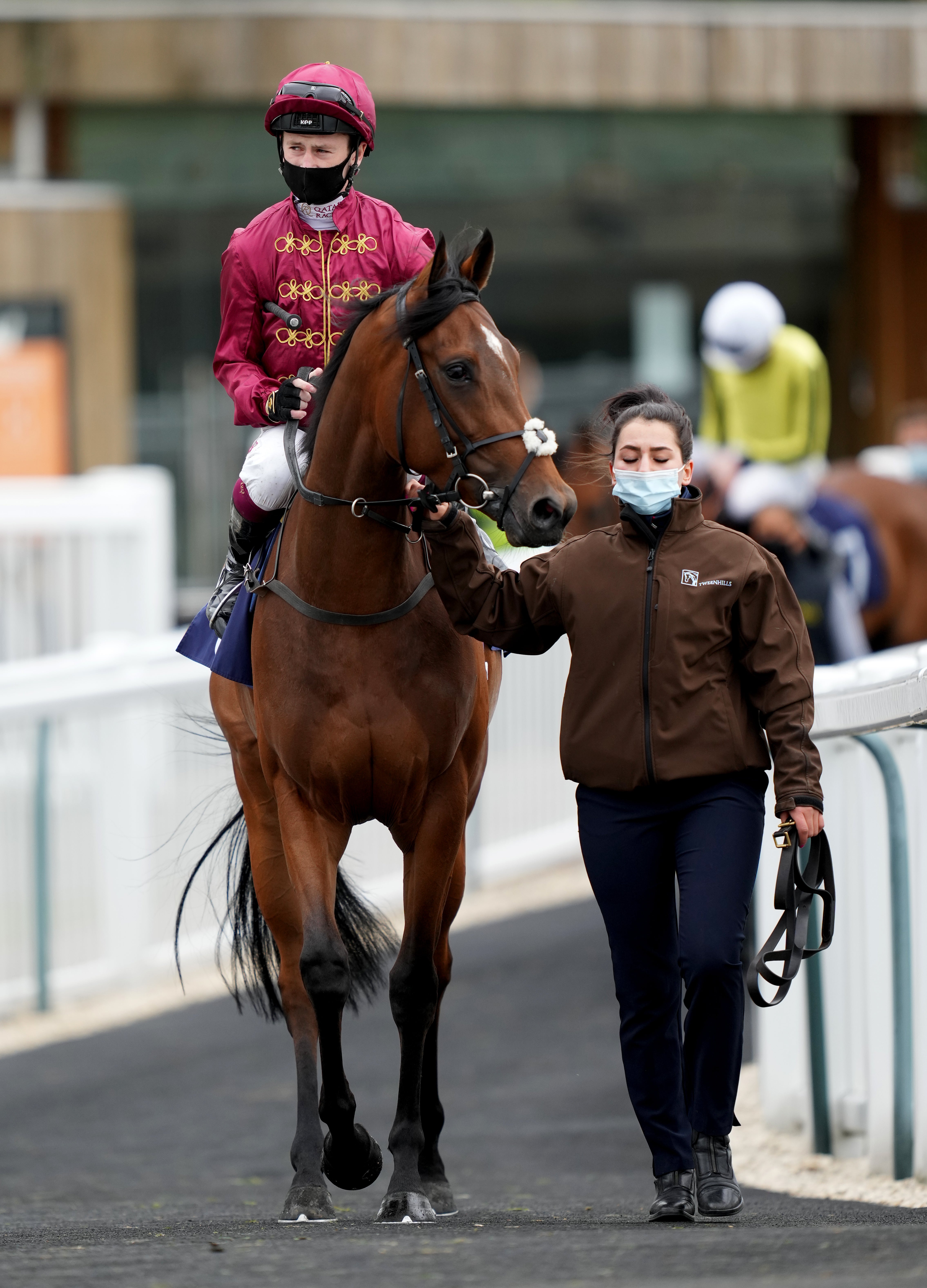 Ocean Road. ridden by Oisin Murphy, comes out before the start of The Novibet Oaks Trial Fillies’ Stakes at Lingfield