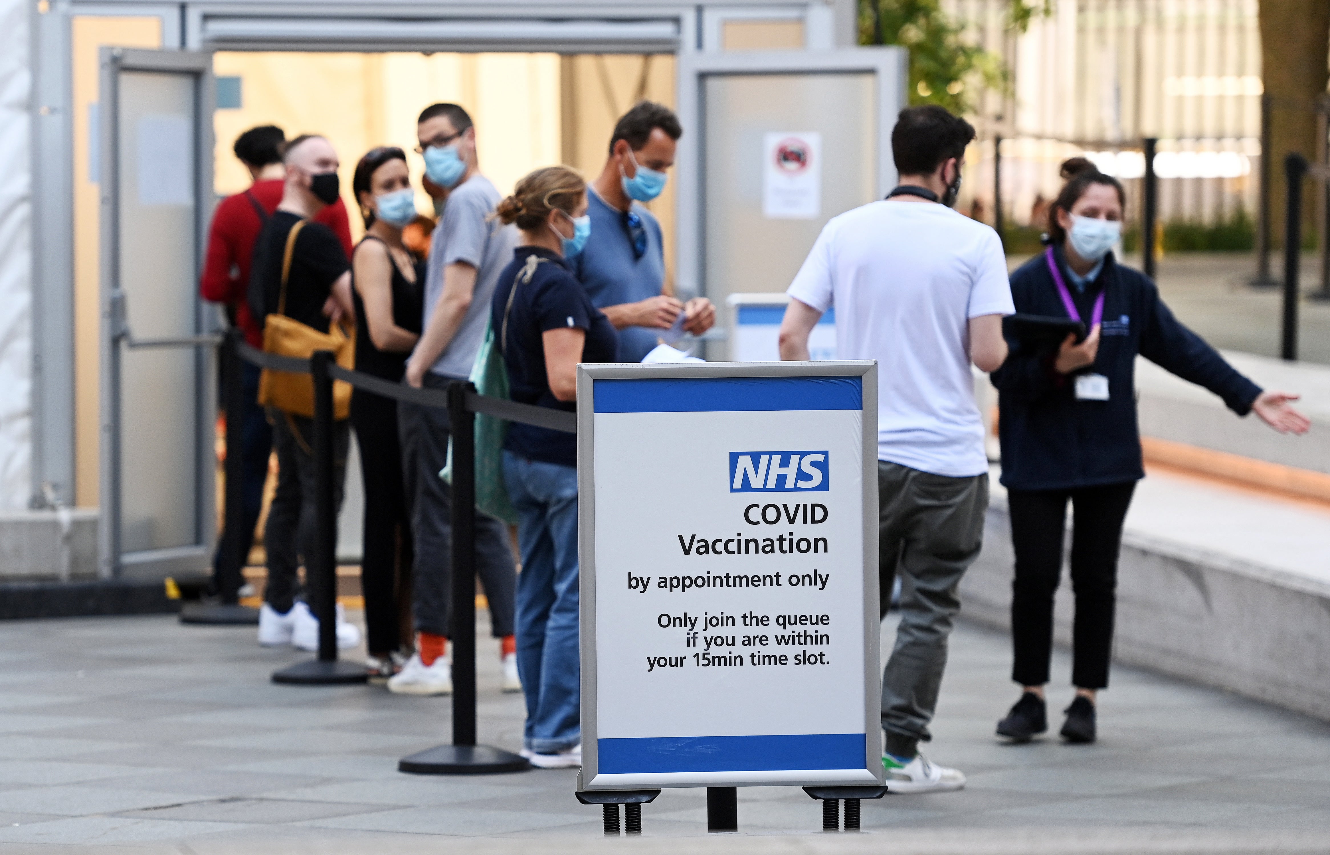 People queue at Covid vaccine centre in London