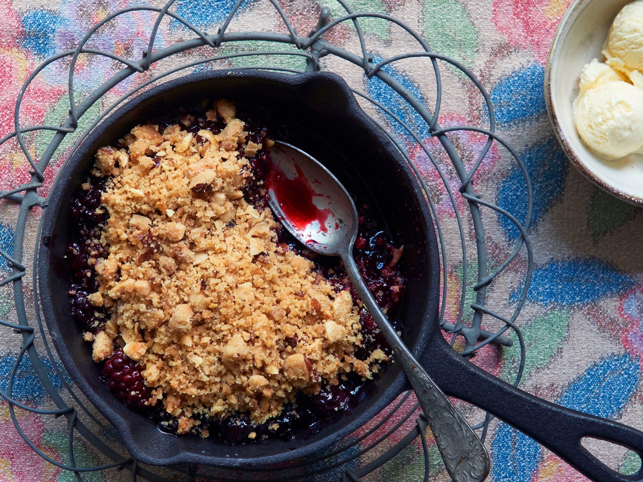 On the hob: Pan-share blackberry crumble
