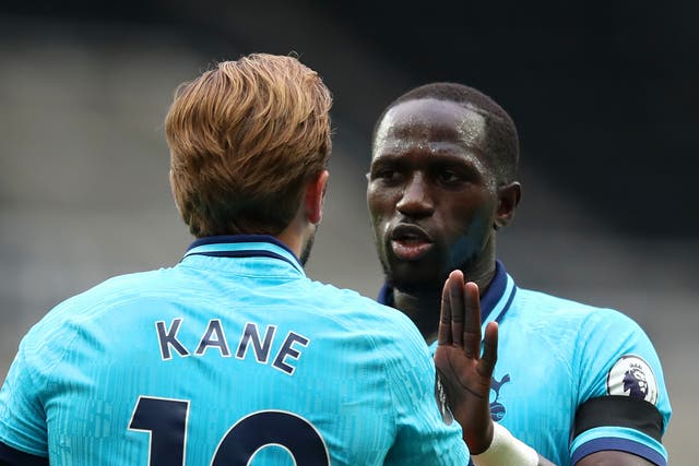 <p>Tottenham striker Harry Kane and team-mate Moussa Sissoko</p>