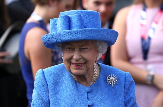 Queen Elizabeth II at Epsom on Derby day in 2019