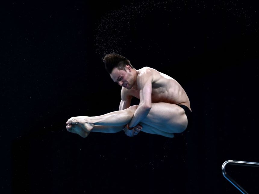 Tom Daley competes in the men's 10m platform final at the FINA Diving World Cup