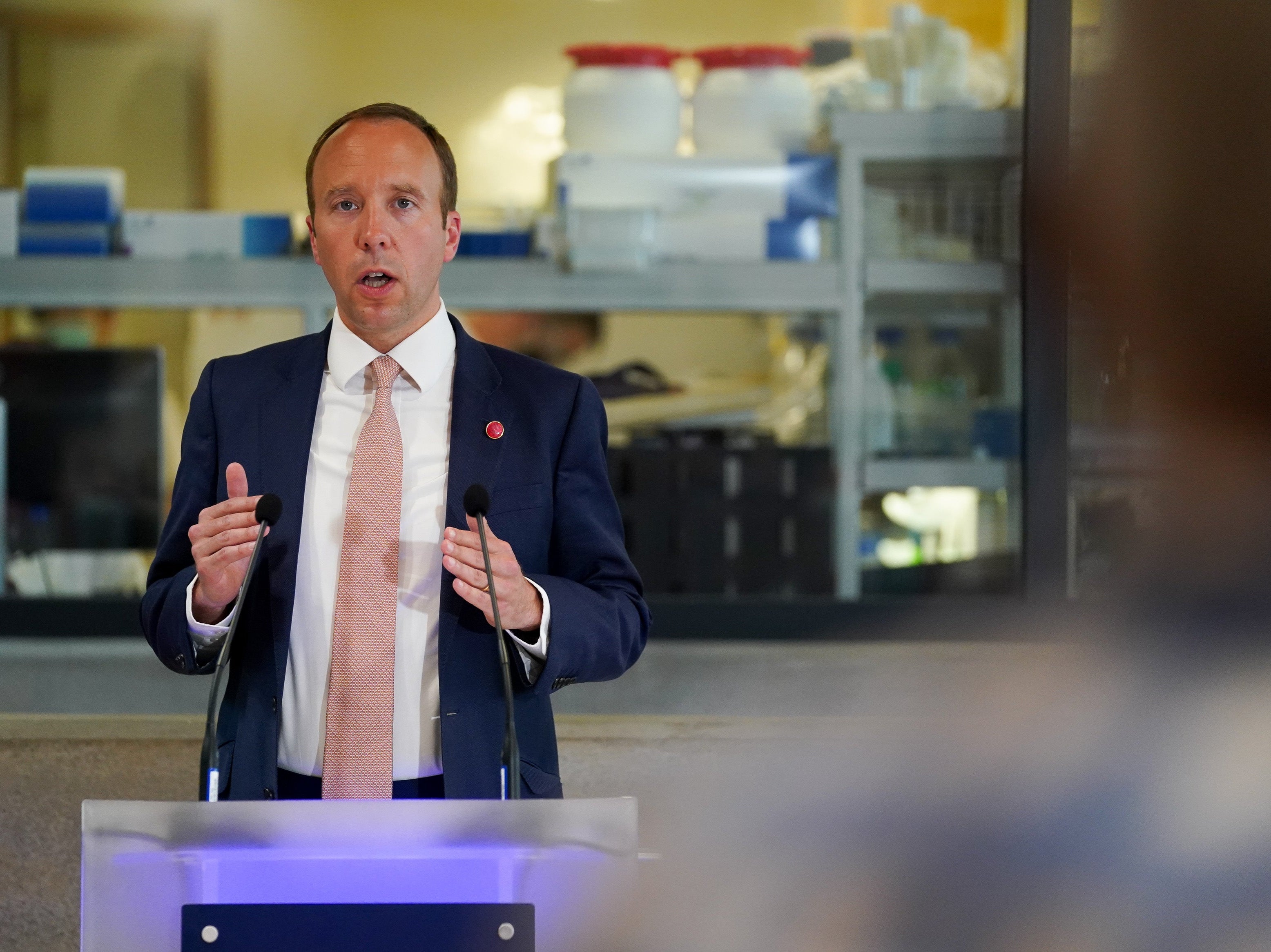 Health secretary Matt Hancock delivered a speech at the Jenner Institute in Oxford on Wednesday afternoon