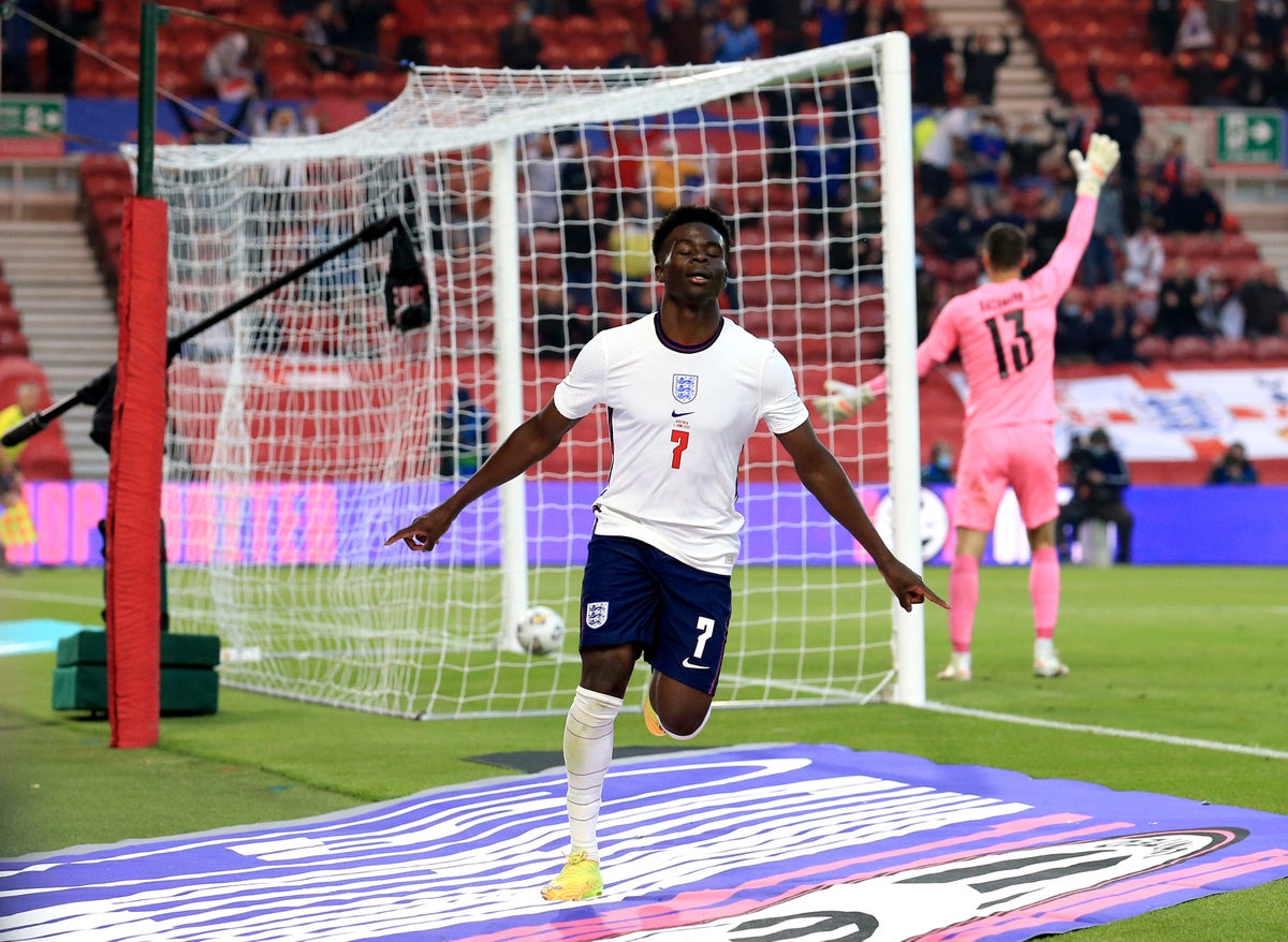 Bukayo Saka’s first international goal earns England victory over Austria