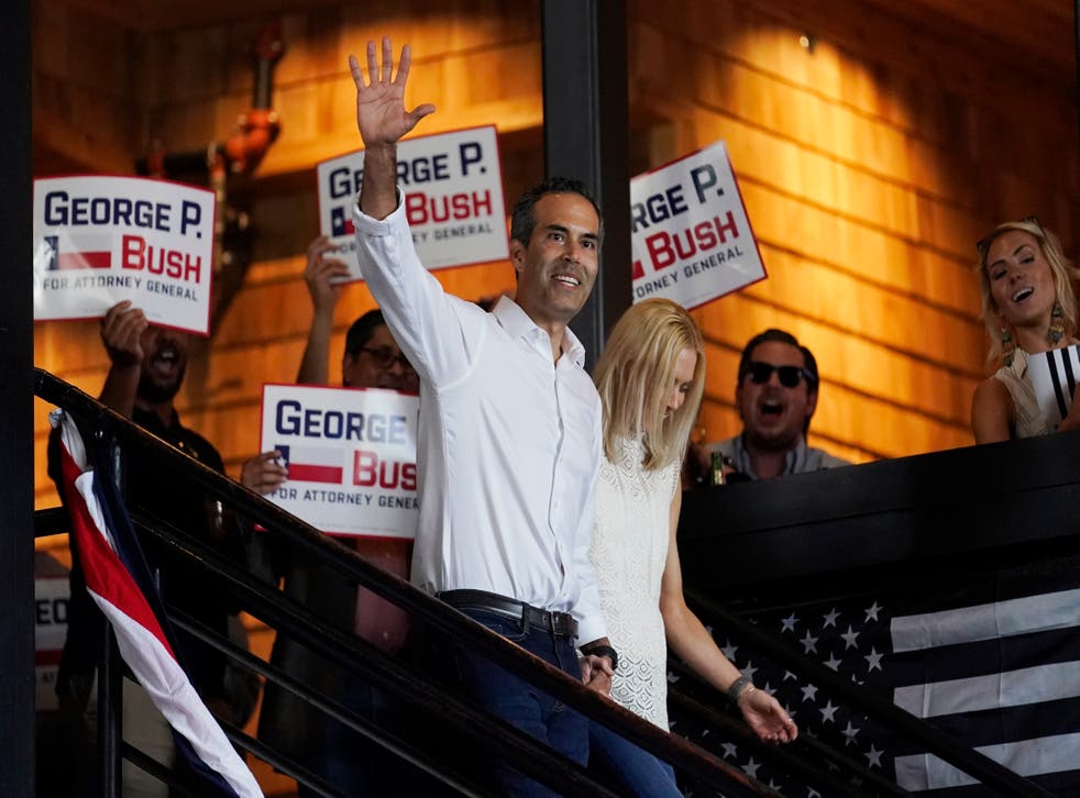 <p>Texas Land Commissioner George P. Bush at a campaign rally.</p>