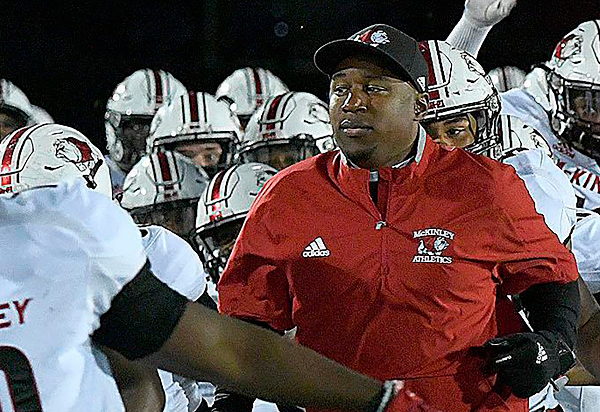 Canton McKinley High School football coach Marcus Wattley. Wattley and seven assistant coaches have been suspended by the Canton City School District after one of the players said coaches forced him to eat pork in violation of his religious beliefs