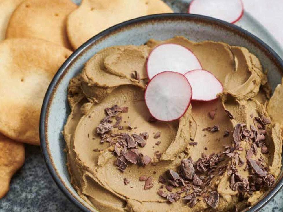 Chocolate chicken liver pate: a wonderful starter on its own, or spread it on crackers and serve as a canape