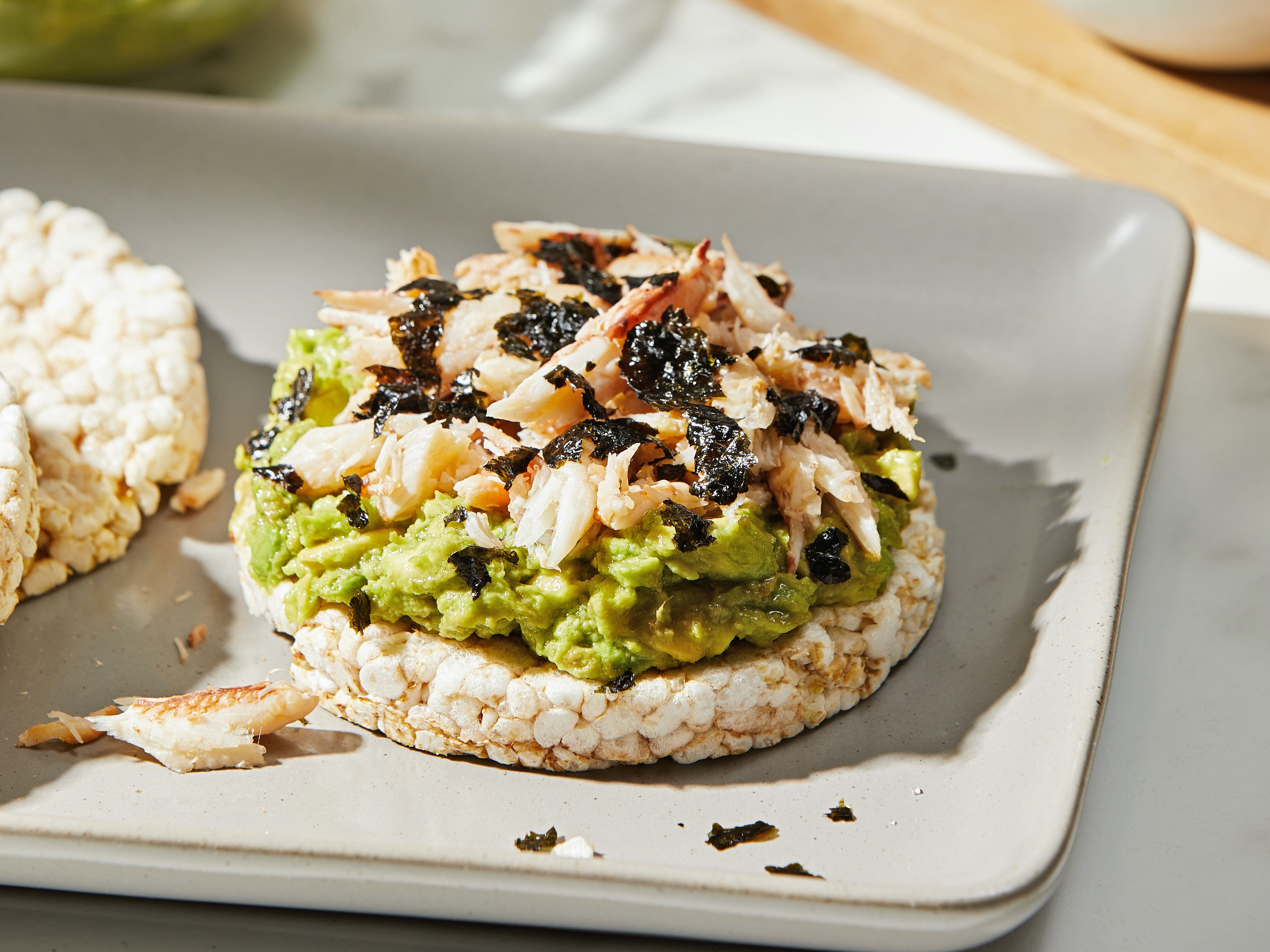 The creaminess of the avocado with the crunch of the rice cake makes this a standout dish.