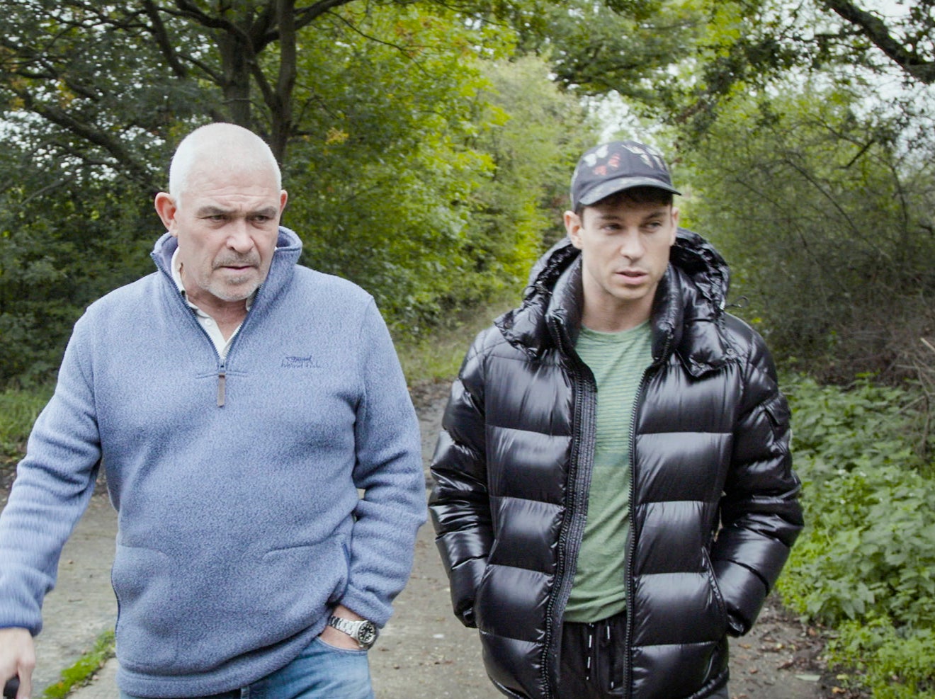 Joey and his dad, Don, walking near his home in Essex and talking about therapy